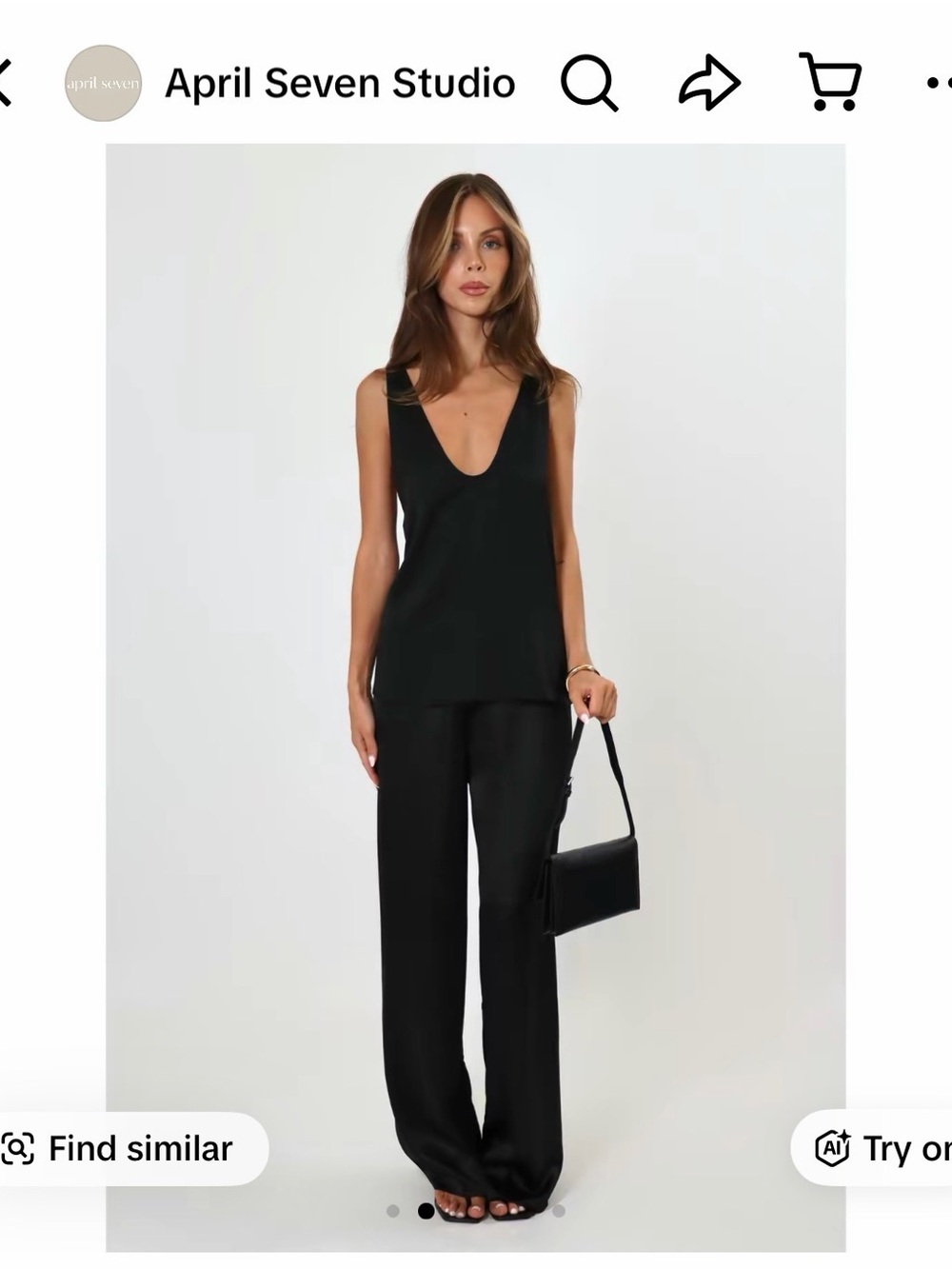 April Seven black satin pants